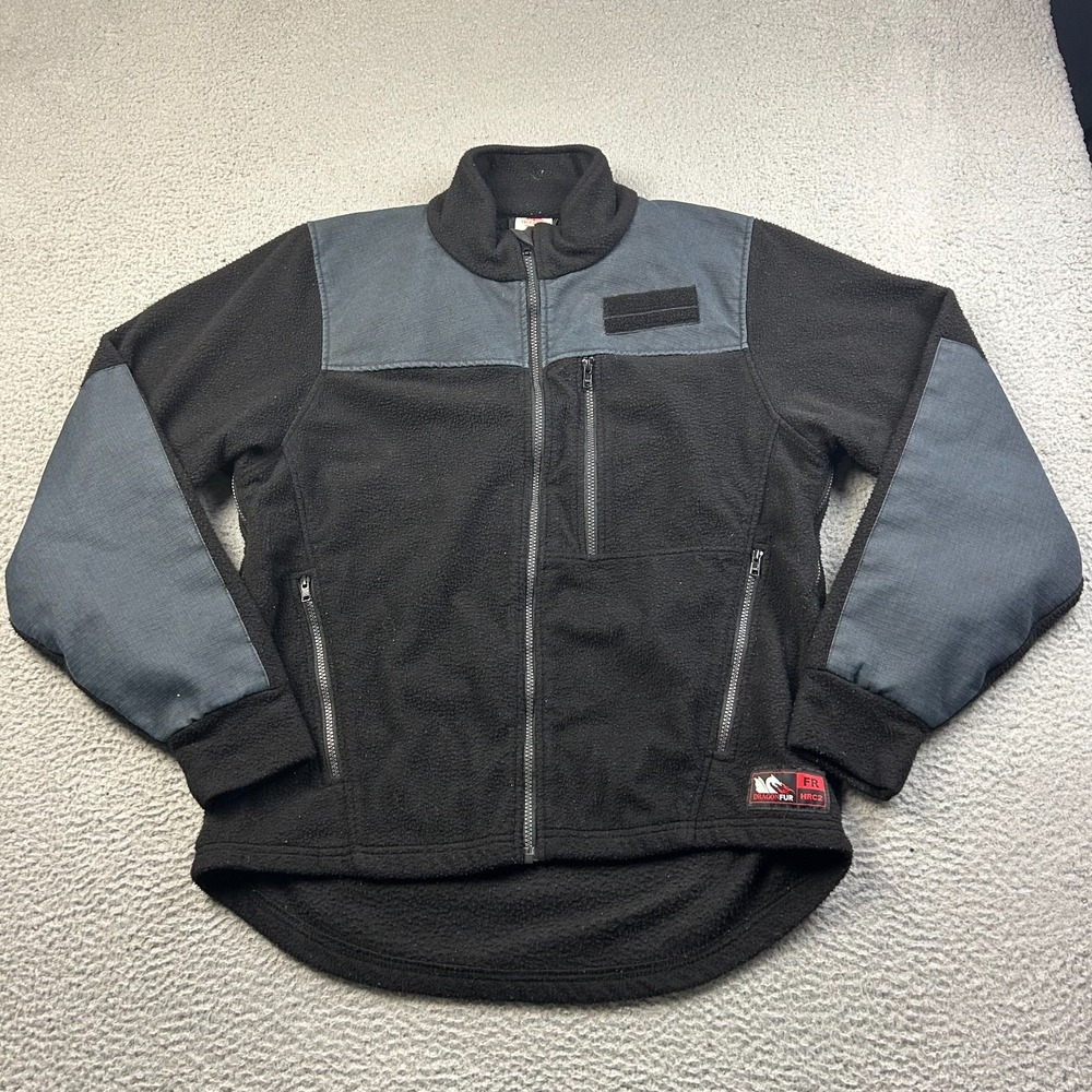 True North Dragon Fur Fleece Jacket Black Full Zip Large Flame Resistant HRC2